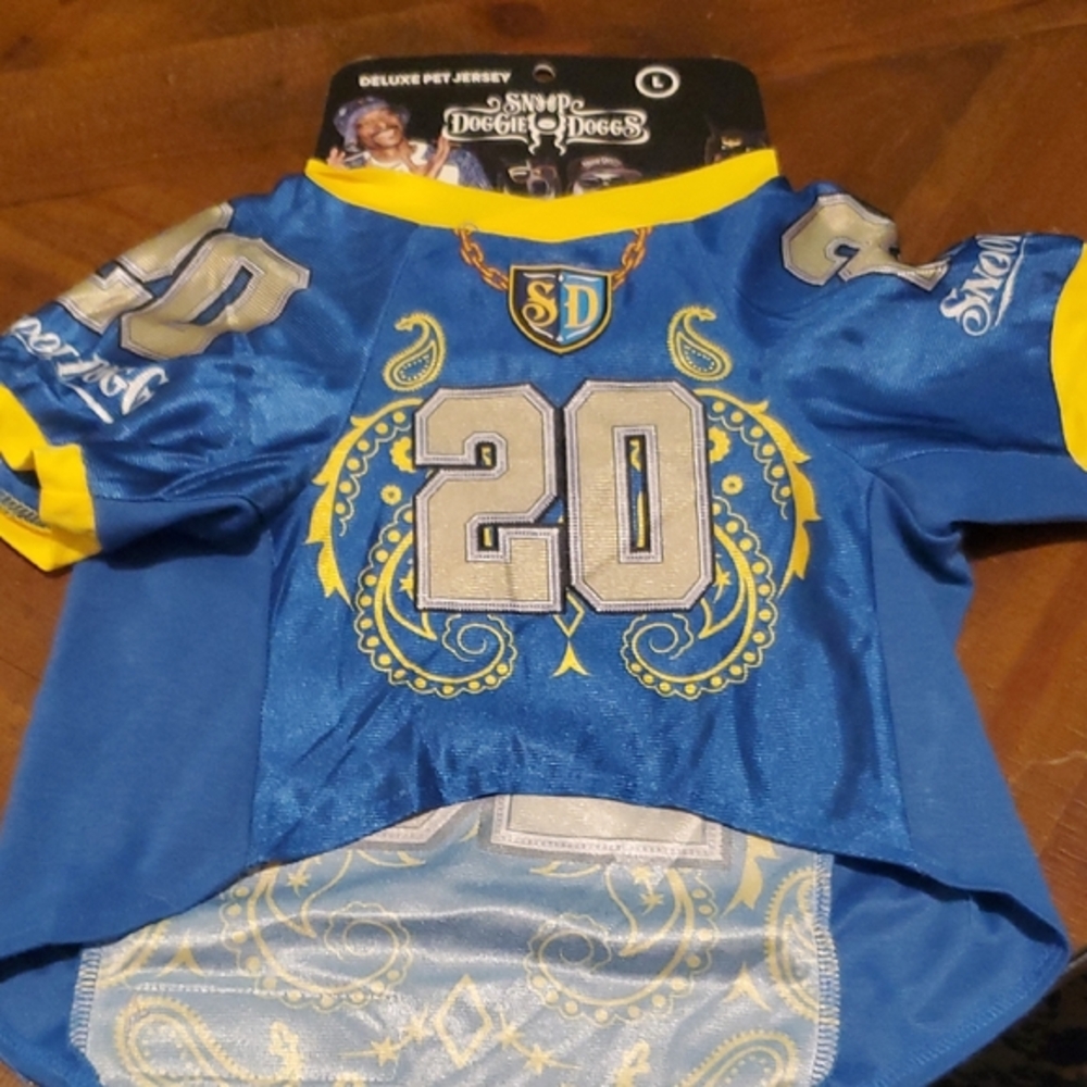 Snoop Doggie Doggs Deluxe Blue and Yellow Pet Jersey